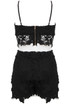 Black Lace Flower Top & Shorts Set