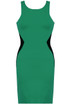 Green and Black Side Slimming Illusion Contrast Bodycon Dress