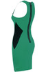 Green and Black Side Slimming Illusion Contrast Bodycon Dress