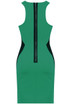 Green and Black Side Slimming Illusion Contrast Bodycon Dress