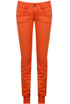 Orange Soft Skinny Side Pocketed Zip Up Jeans