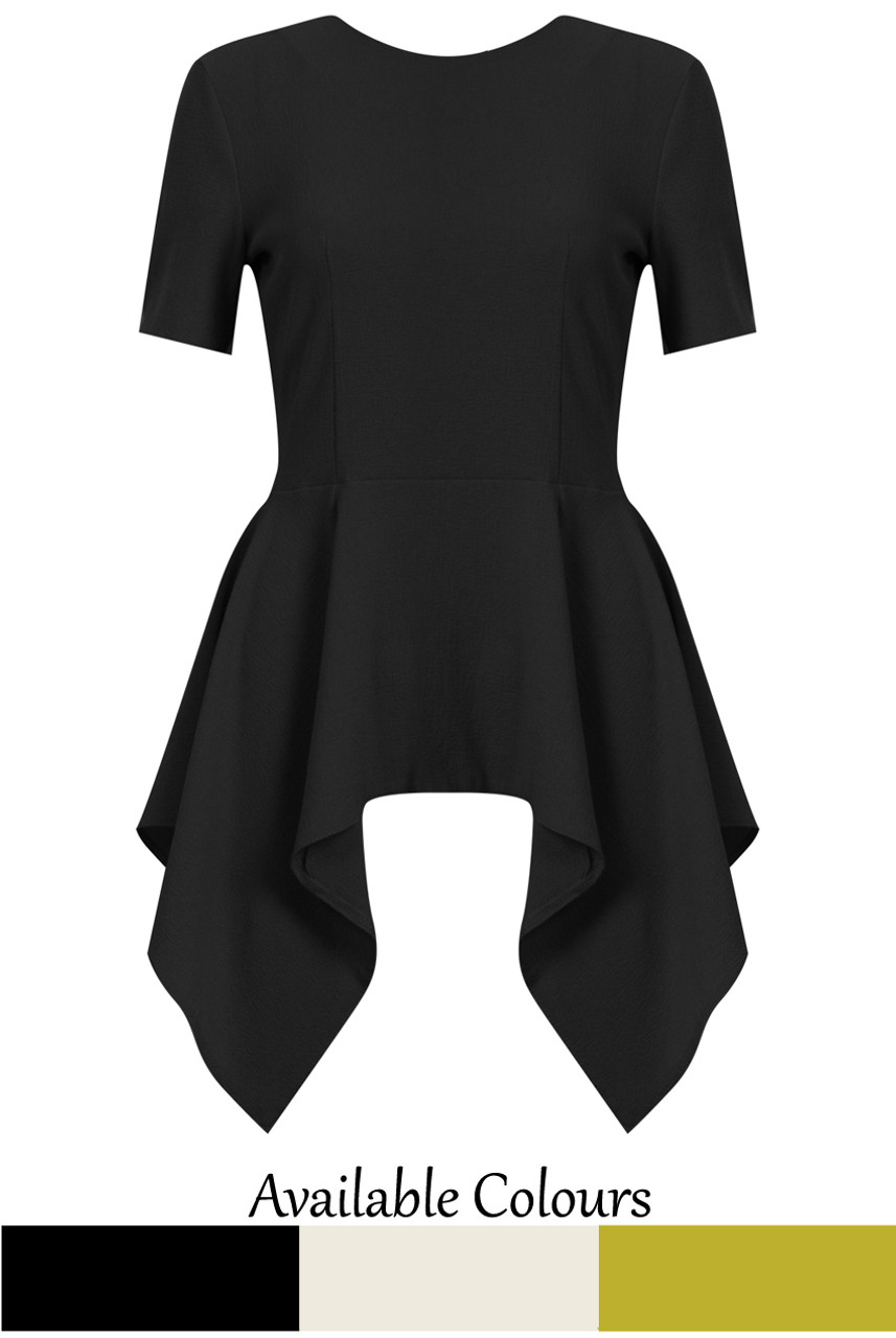 black high low peplum top