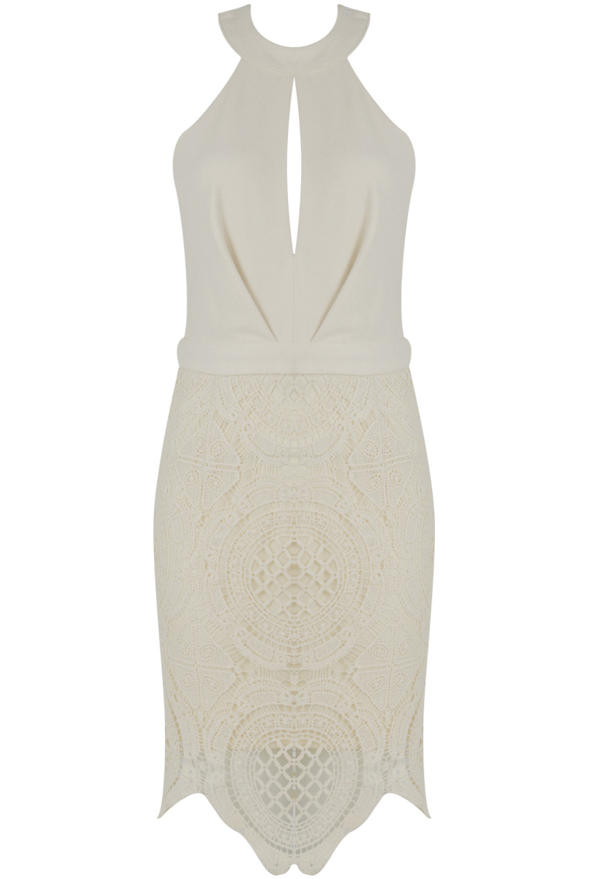 High Neck Crochet Detail Dress with Cut Out Detail Buy Fashion
