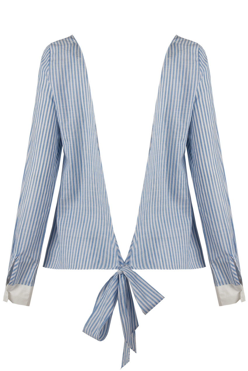 Blue Vertical Stripe Open Back Tops Buy Fashion Wholesale in The UK