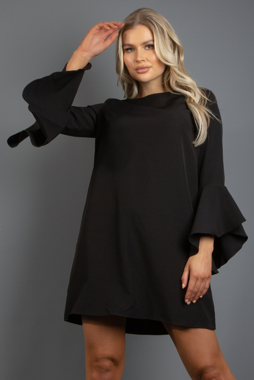 Bell Sleeve Textured Shift Dress - Buy Fashion Wholesale in The UK