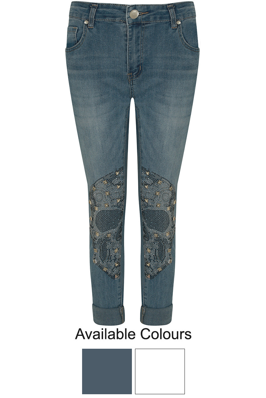 Beads \u0026 Studs Trim Jeans - Buy Fashion 