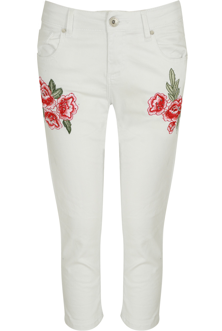 Embroidered Cropped Jeans Buy Fashion Wholesale in The UK