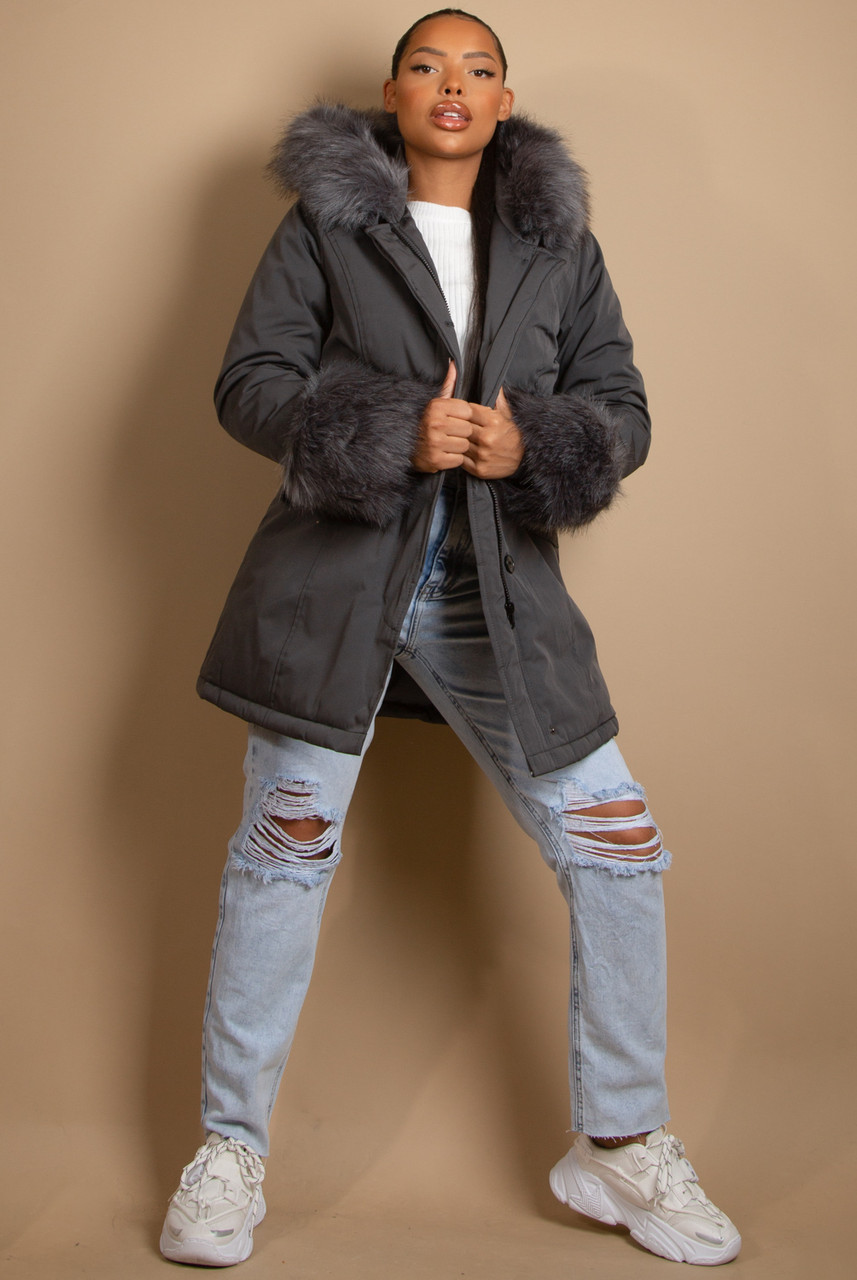 Canvas Parka with Fur Hood \u0026 Cuff - Buy 