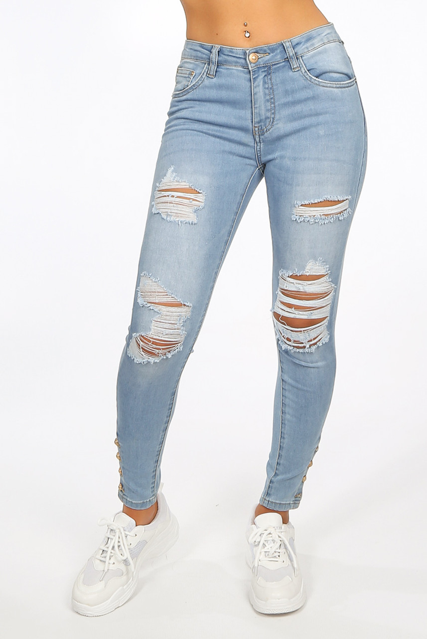 jeans with shredded ankles