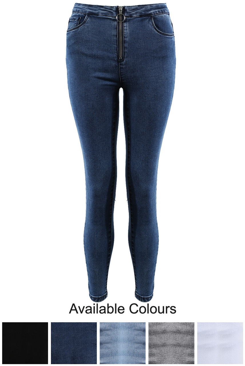 exposed zipper jeans