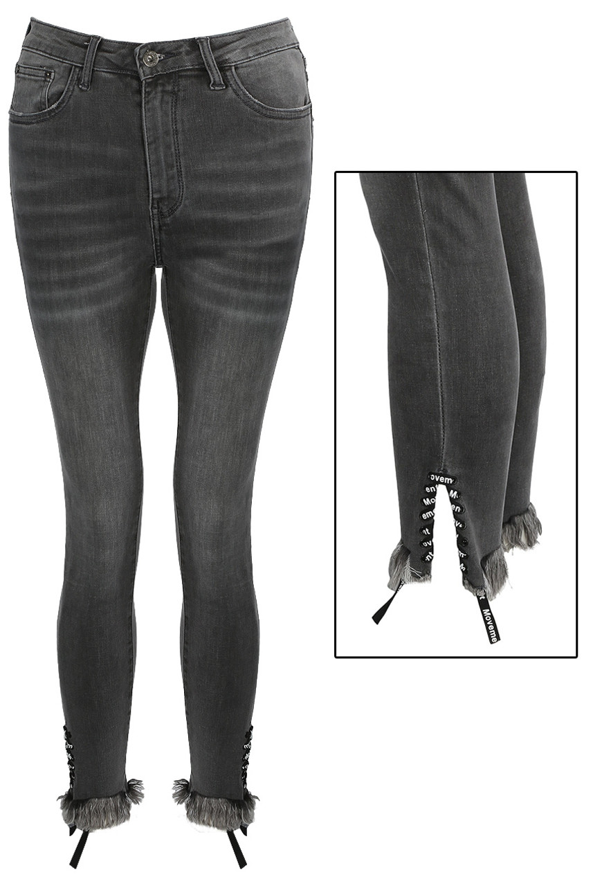 jeans with slits at ankle