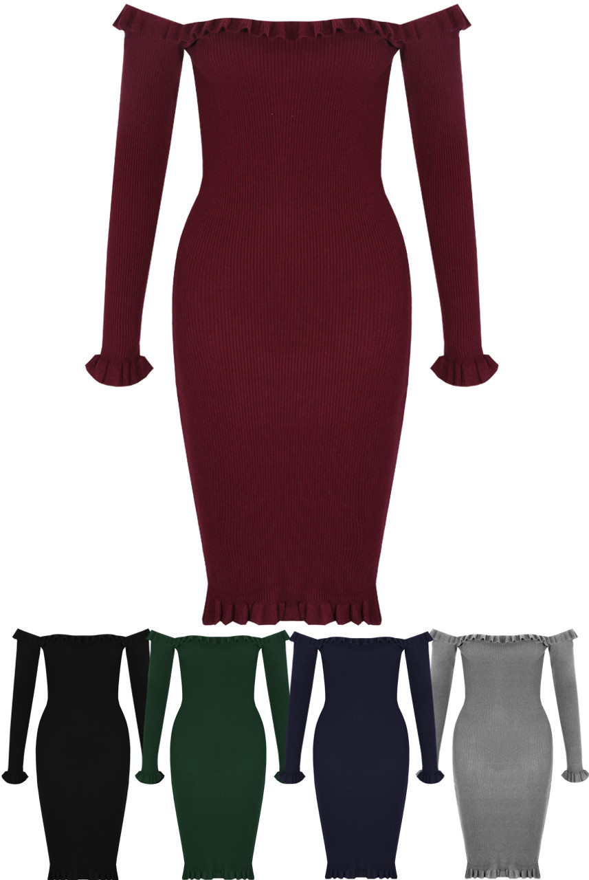 pleated bardot midi dress