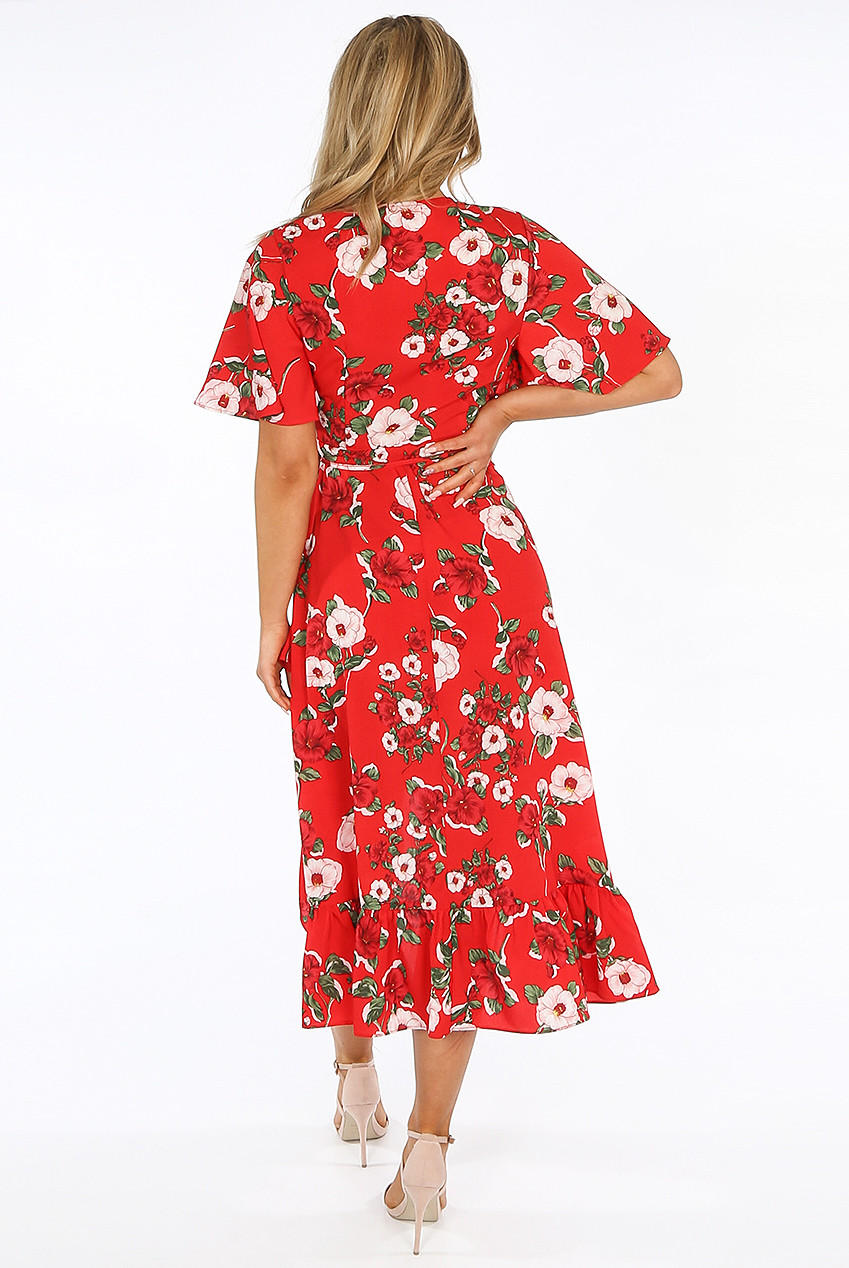 Floral Wrap Midi Dress Buy Fashion Wholesale in The UK