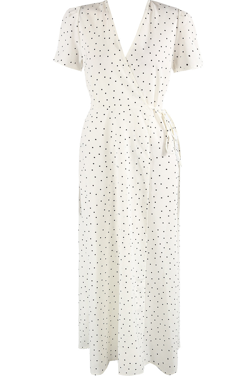 polka dot maxi wrap dress