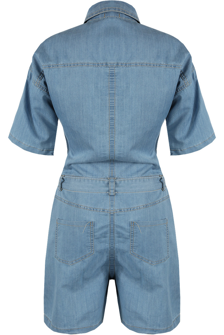 Denim Button Down Playsuit - Buy Fashion Wholesale in The UK