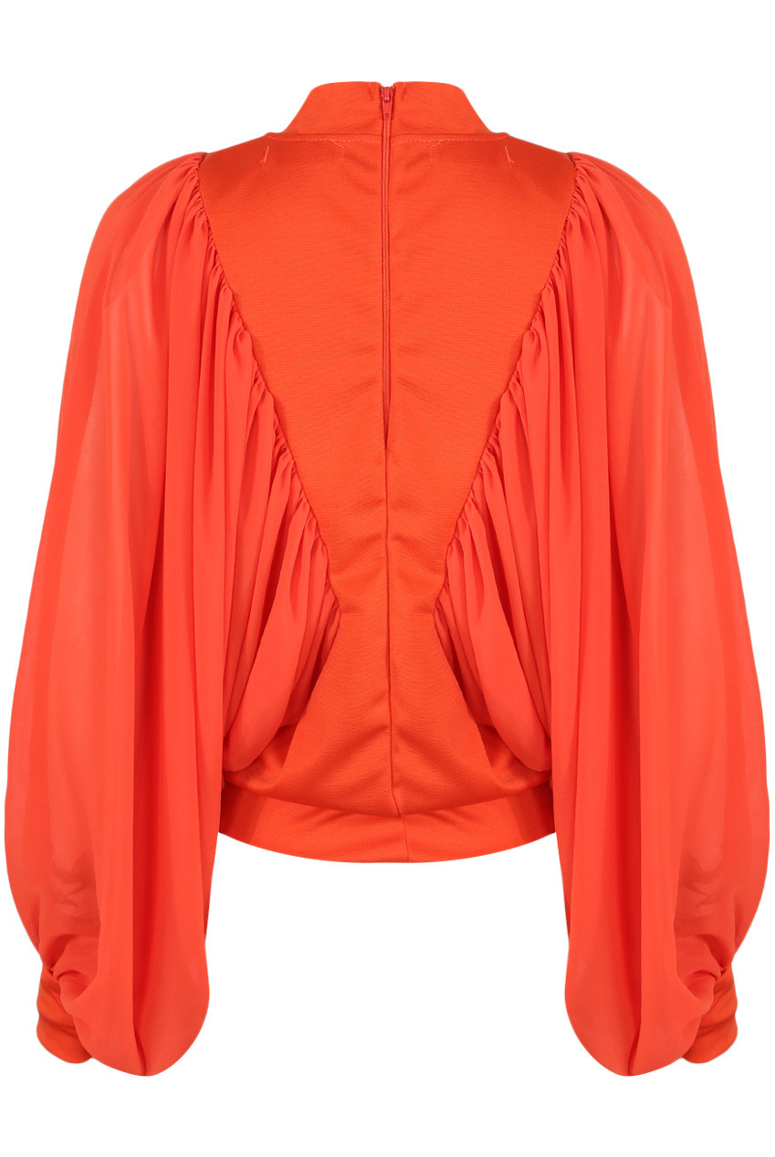 Drape Wing Sleeves Mock Neck Blouse Buy Fashion Wholesale in The UK