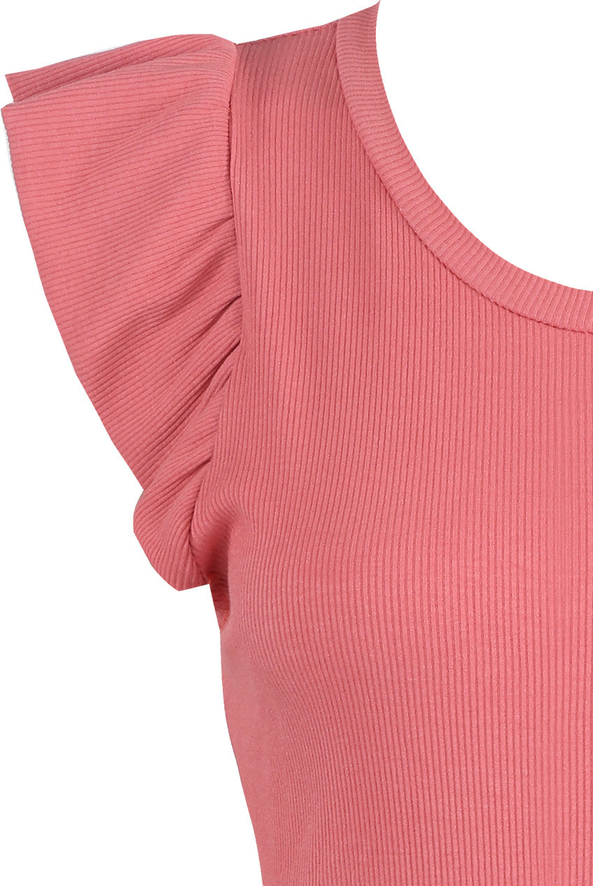 Frilled Cap Sleeve Ribbed Tops Buy Fashion Wholesale in The UK