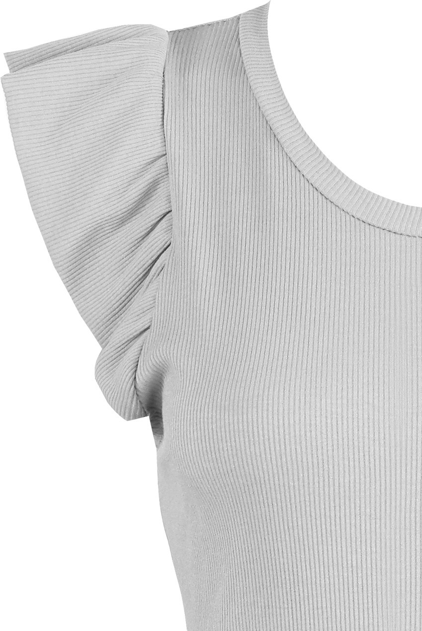 Frilled Cap Sleeve Ribbed Tops Buy Fashion Wholesale in The UK