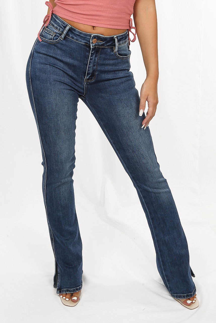 bell bottom ankle jeans