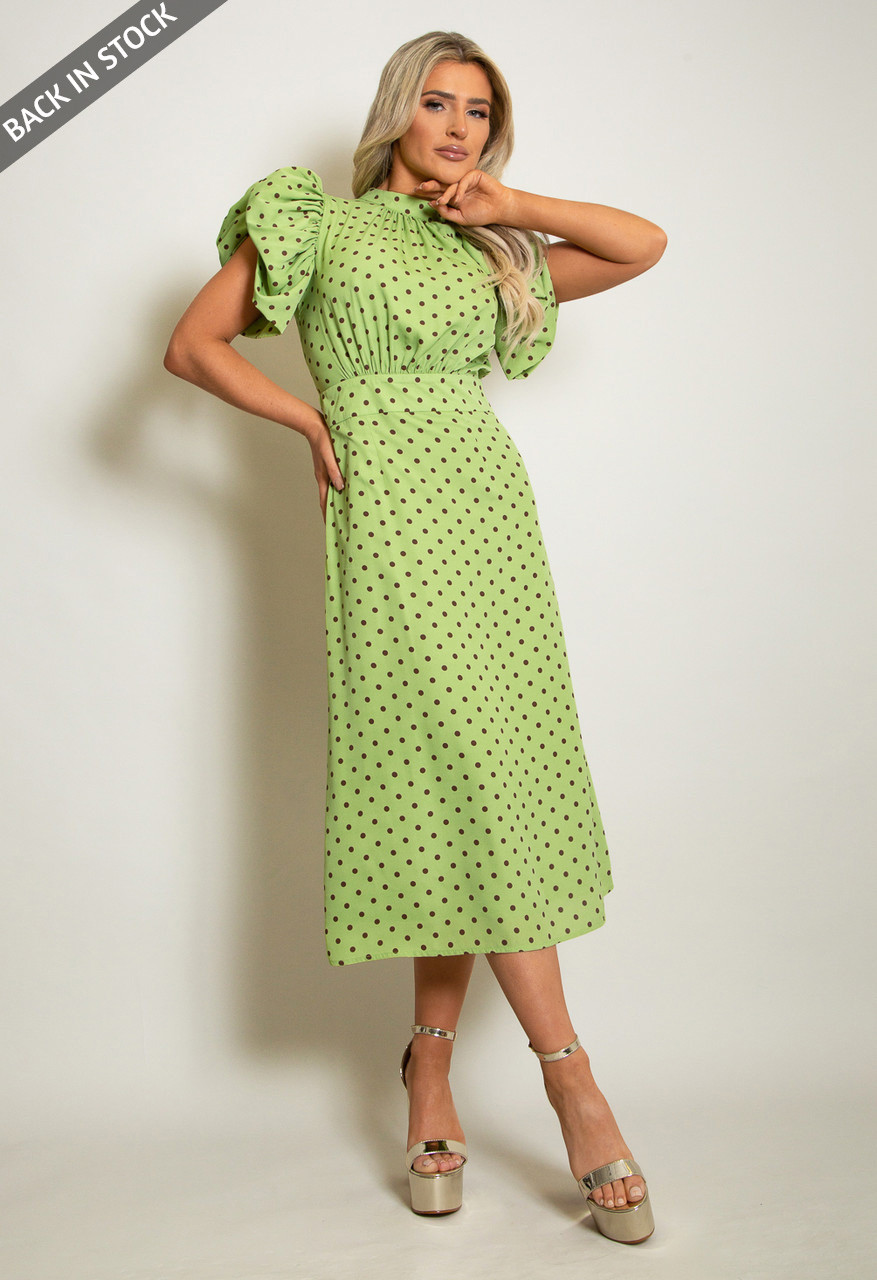 Backless Polka Dot Midi Dress - Buy Fashion Wholesale in The UK