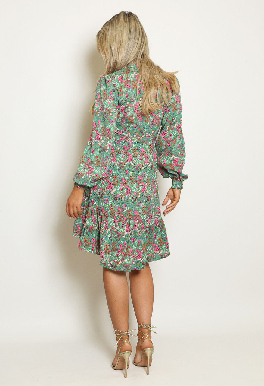 Long Sleeve Floral Wrap Dress Buy Fashion Wholesale in The UK