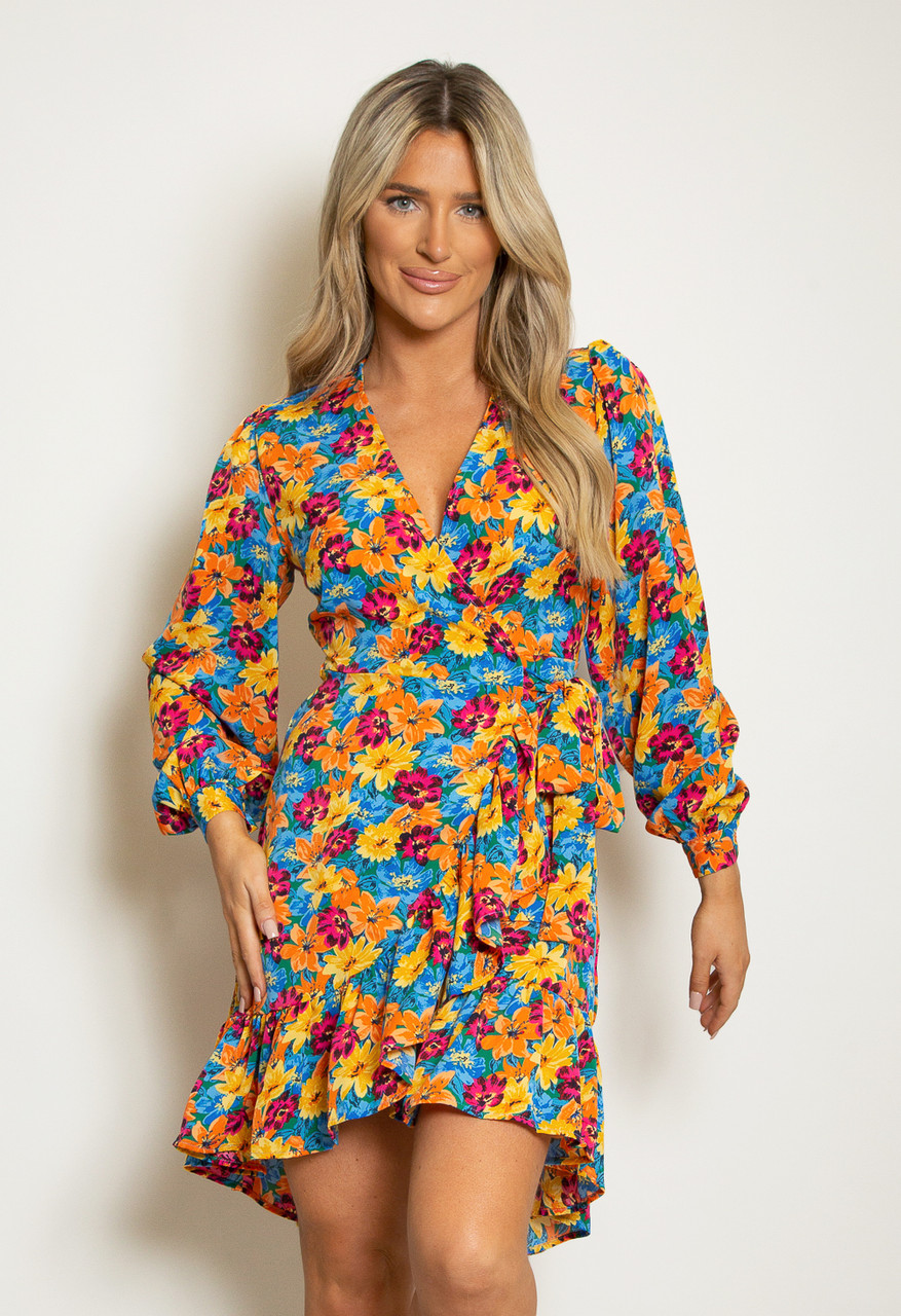 Long Sleeve Floral Wrap Dress Buy Fashion Wholesale in The UK
