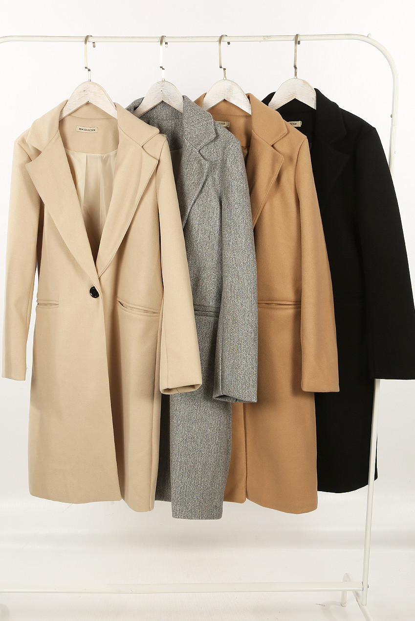 One Button Midi Wool Look Coat- Buy 