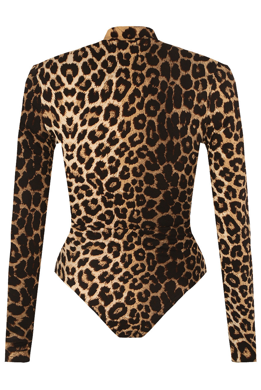 Animal Print High Neck Bodysuit Buy Fashion Wholesale in The UK