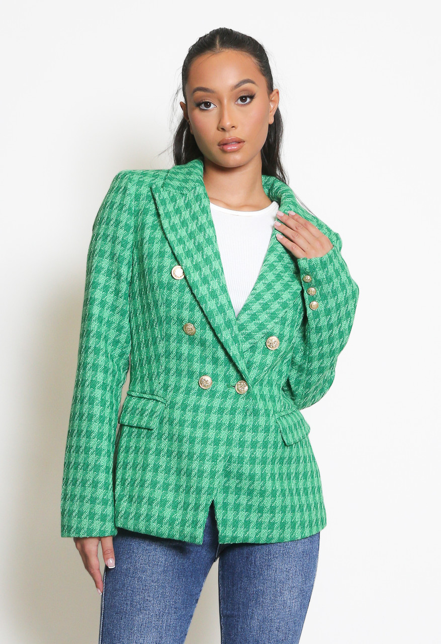Vintage 90s Double Breasted Dogtooth Blazer 12 14