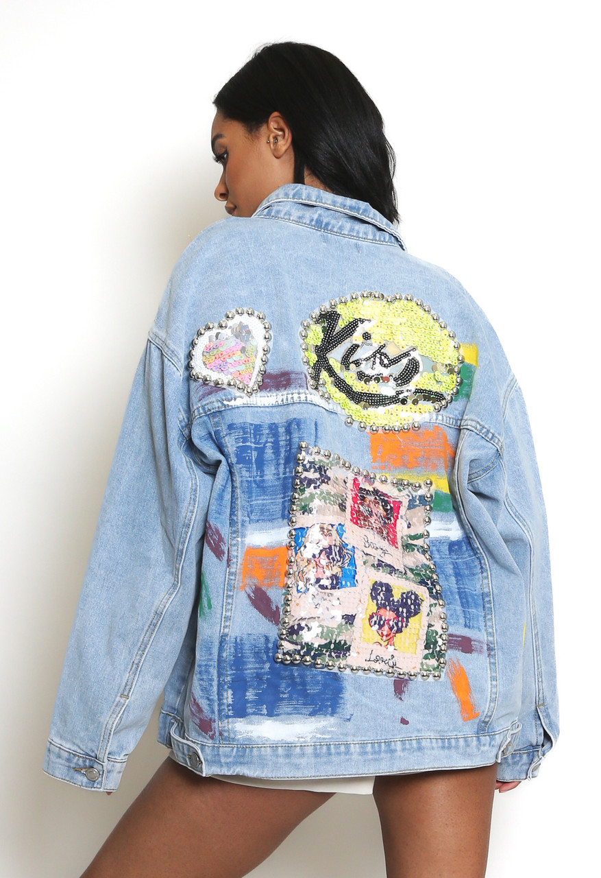 Studded Oversized Denim Jacket Buy Fashion Wholesale in The UK