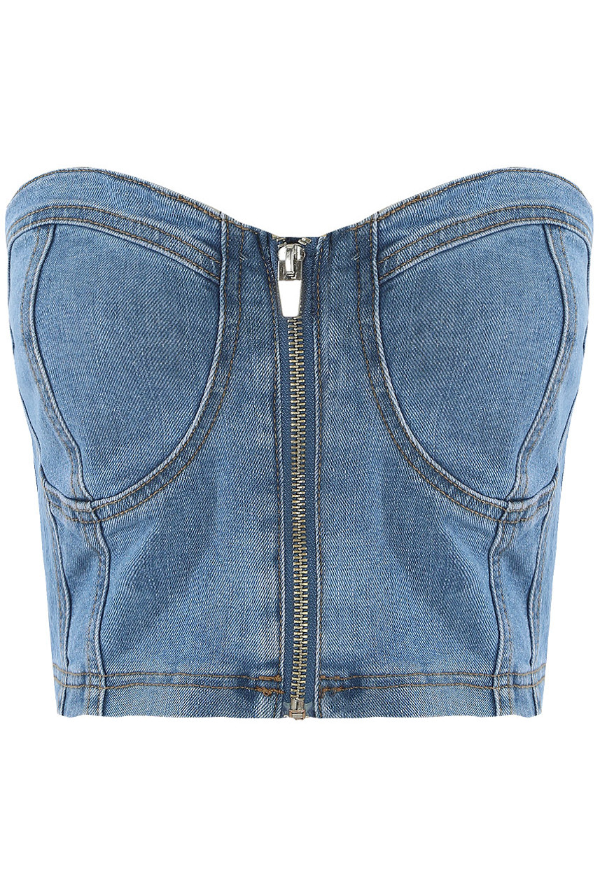 Front Front Denim Bandeau Top- Buy Fashion Wholesale in The UK