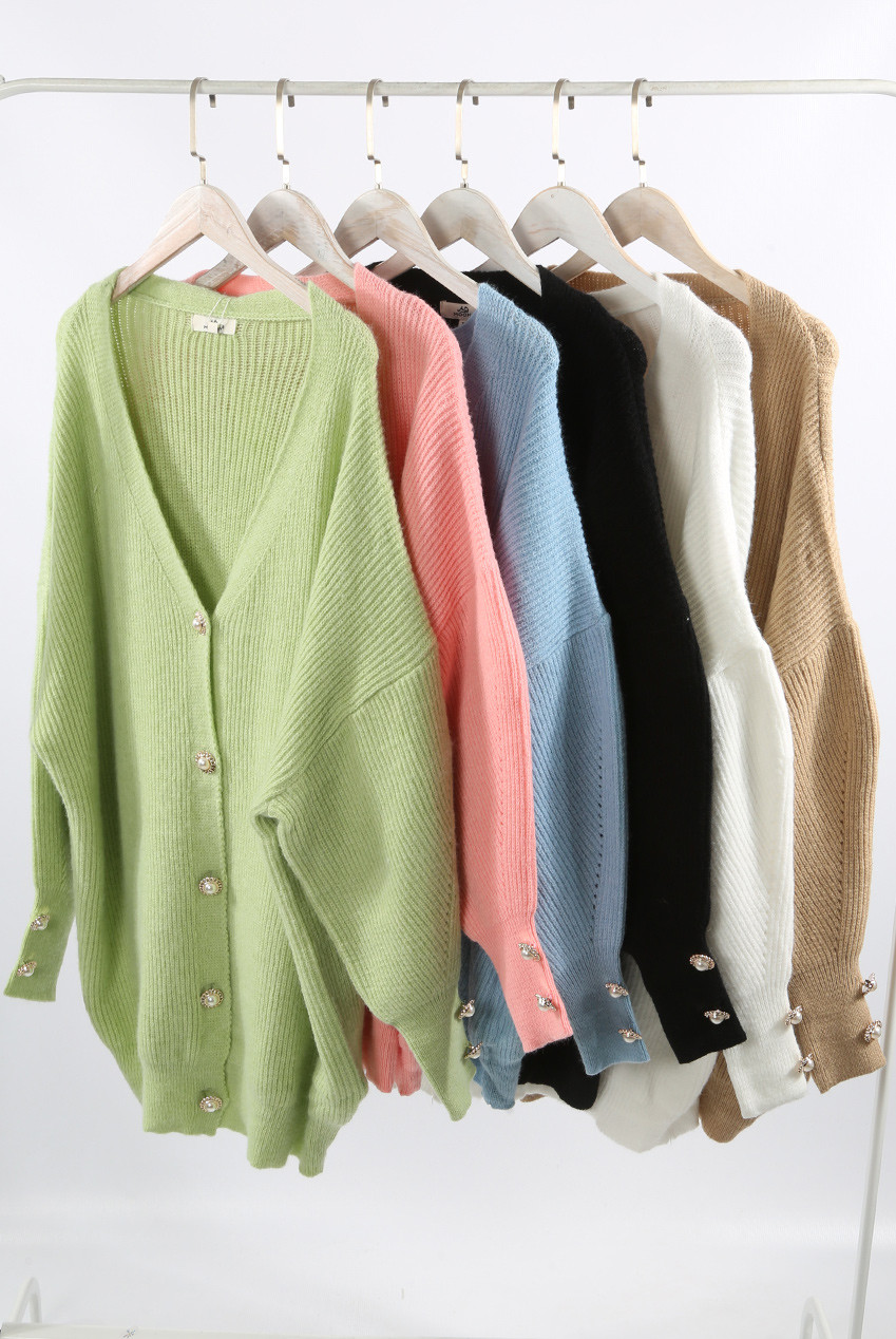 Pearl Button Oversized Cardigan Buy Fashion Wholesale in The UK