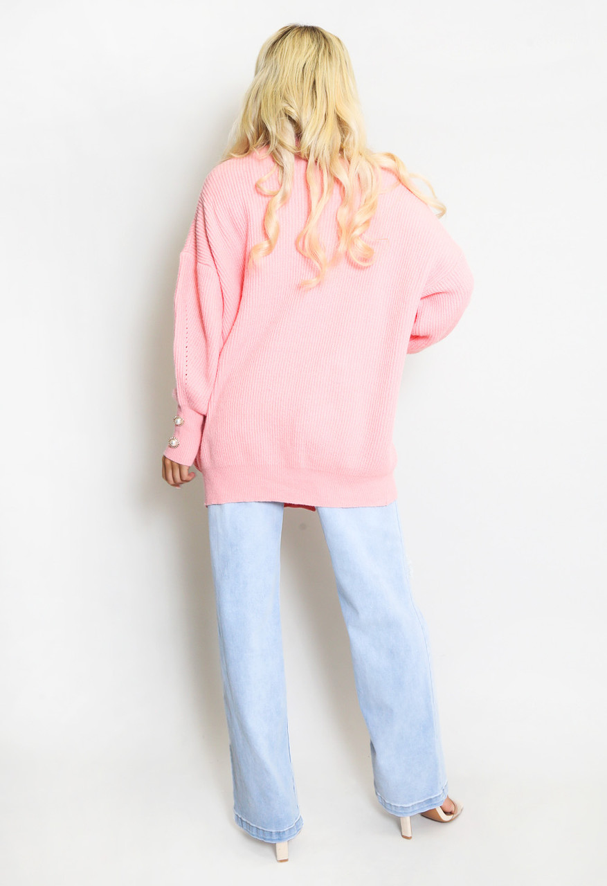 Pearl Button Oversized Cardigan Buy Fashion Wholesale in The UK