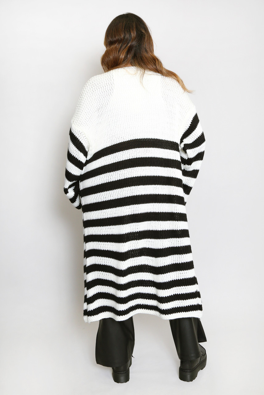 Striped Open Front Fall Cardigan
