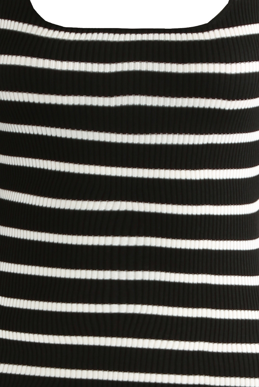 Casual Stripe Slit Weave Square Neck Sleeveless Dresses