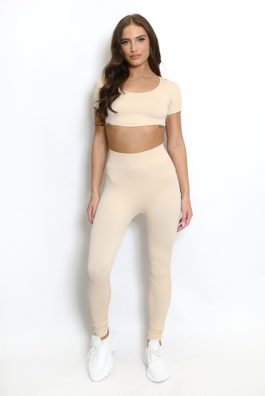 Plus Ribbed Mock Neck Long Sleeve Top & Leggings Set main image 0
