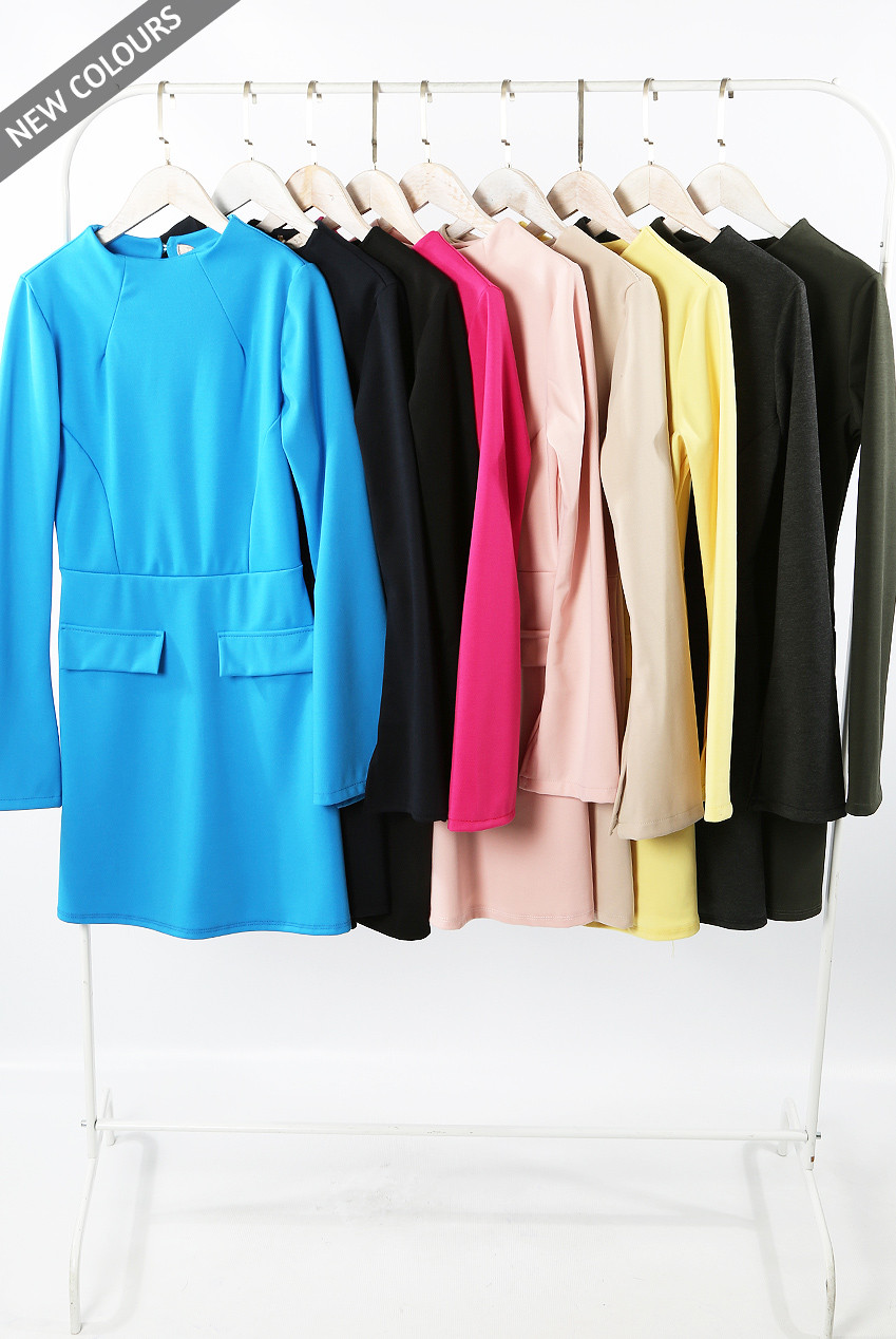 High Neck Puff Sleeve Mini Shift Dress main image 1