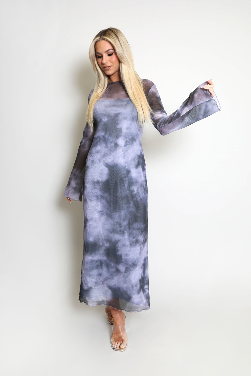 Tie Dye Printed Sleeveless Maxi Dress