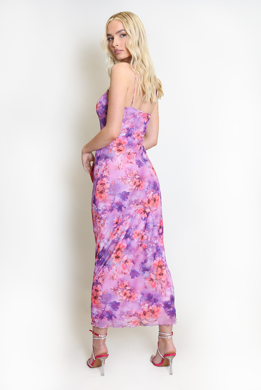 1310386 Black Floral Strappy Maxi Dress