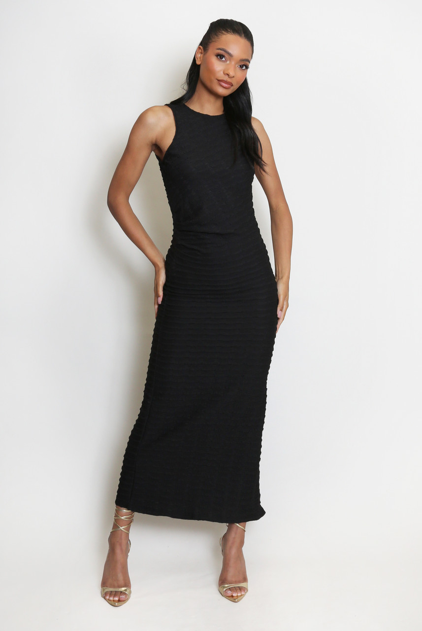 Side Slit Strapless Maxi Dress