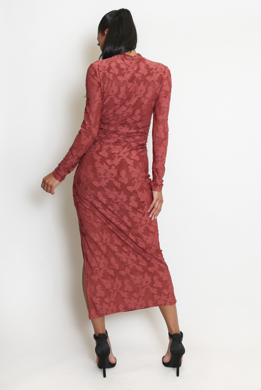 Embroidered Organza Midi Dress