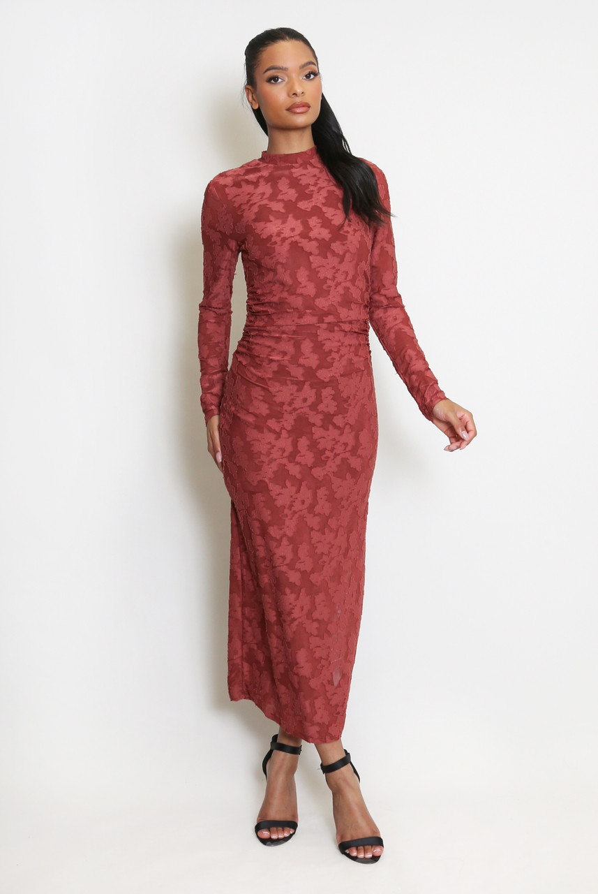 Organza belted midi dress