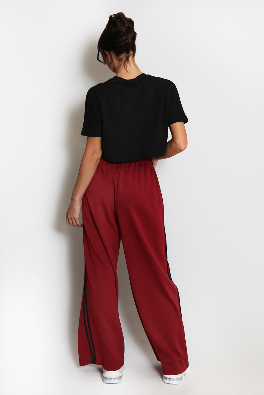 Striped Side Wide Leg Sport Trousers
