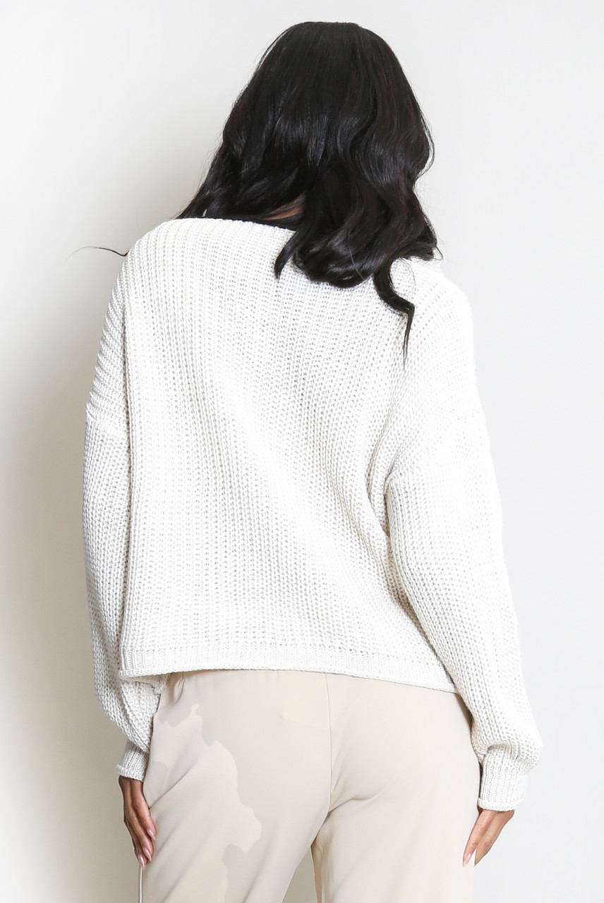 Button Up Round Neck Long Sleeve Cardigan
