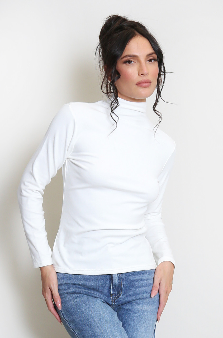 Folds Long Sleeve High Neck Top