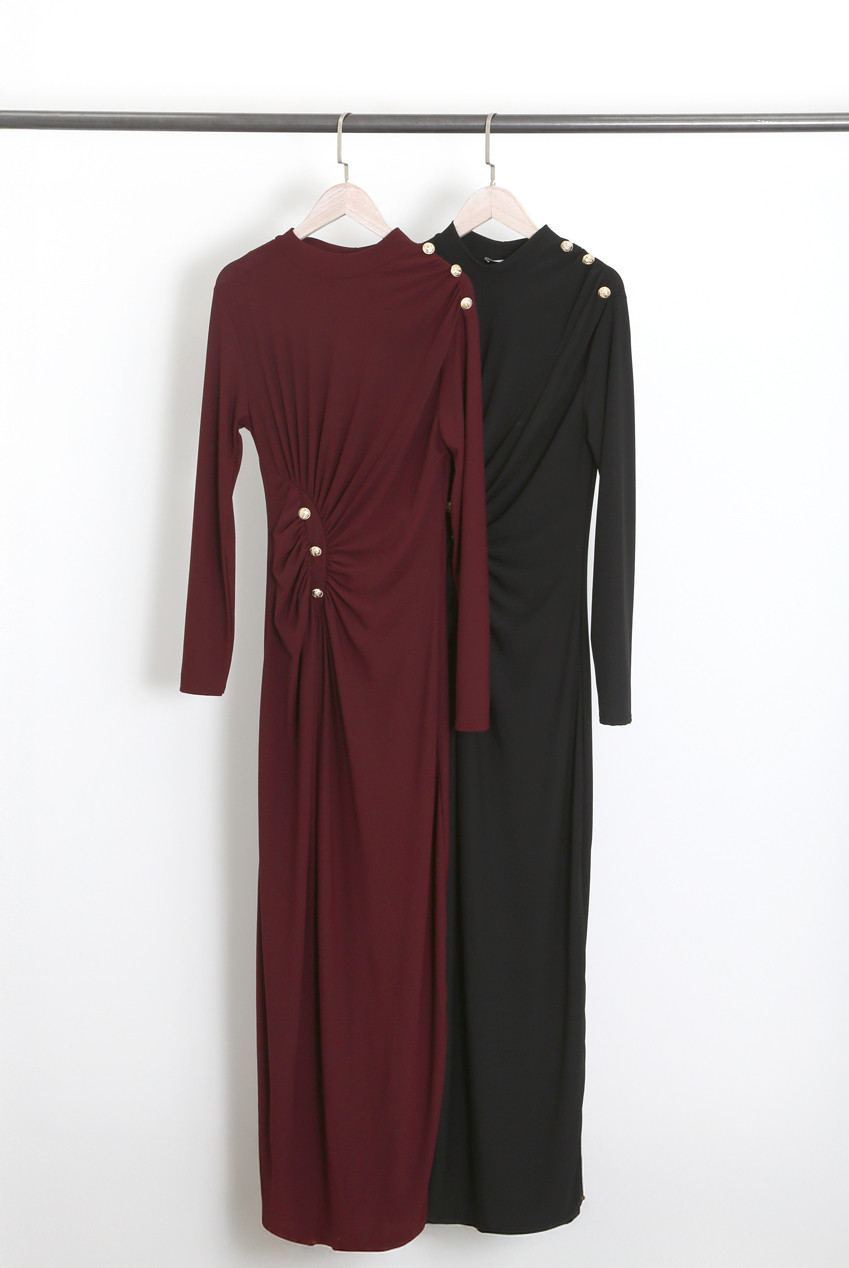 ruched front button dress