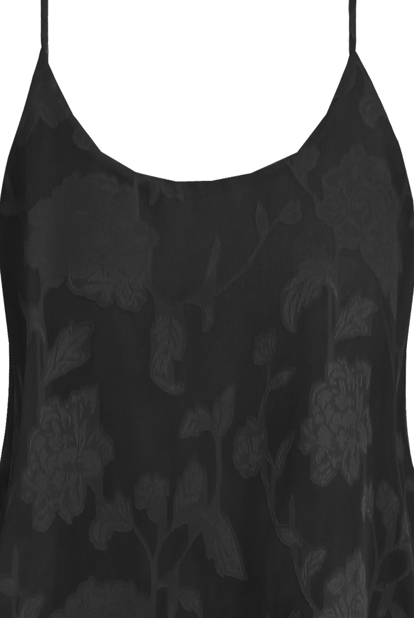 Elegant Black Sleeveless Top with Hollow Floral Design