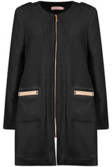 Black Long Zipped Up Long Coat