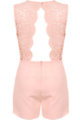 Lace Open Back Side Pocketed Playsuit - 4 Colours