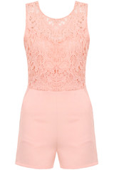 Lace Open Back Side Pocketed Playsuit - 4 Colours